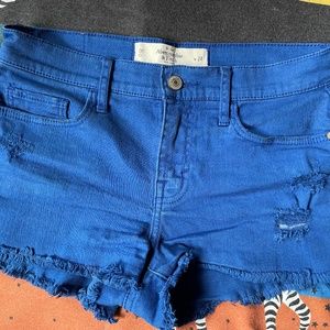Abercrombie bright blue jean shorts